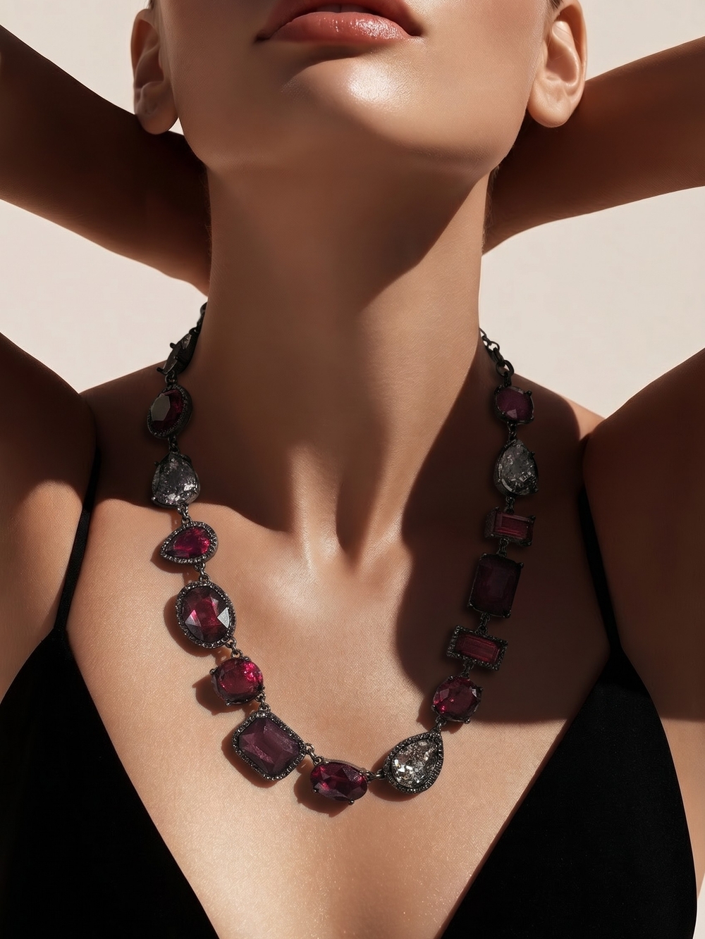 White House Black Market Ruby statement necklace vintage
